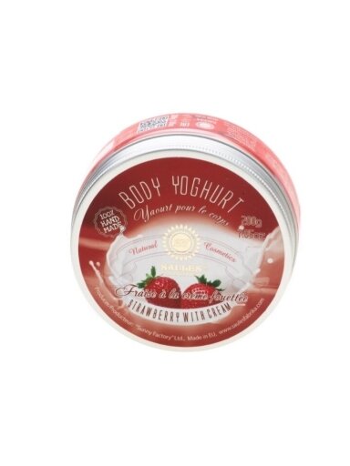 Drėkinamasis kūno jogurtas STRAWBERRIES AND CREAM Saules Fabrika, 200 g Drėkinamasis kūno jogurtas STRAWBERRIES AND CREAM Saules Fabrika, 200 g