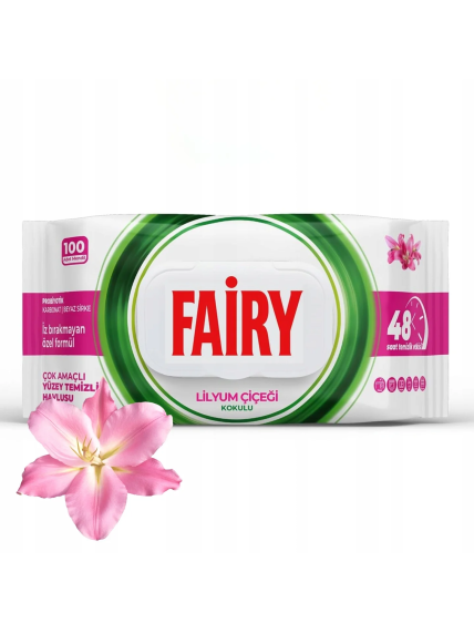 Drėgnos servetėlės Fairy lelijų aromato, 100 vnt. Drėgnos servetėlės Fairy lelijų aromato, 100 vnt.