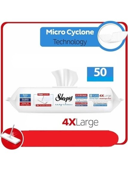 Drėgnos servetėlės grindims Sleepy Easy Clean, mėlynos, 50vnt 1