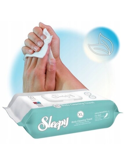 Drėgnos servetėlės kūnui Sleepy Ultra sensitive XL 50 vnt. 3 Drėgnos servetėlės kūnui Sleepy Ultra sensitive XL 50 vnt. 3