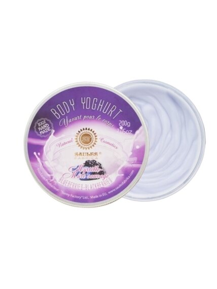 Drėkinamasis kūno jogurtas BLUEBERRIES-BLACKBERRIES Saules Fabrika 200 g