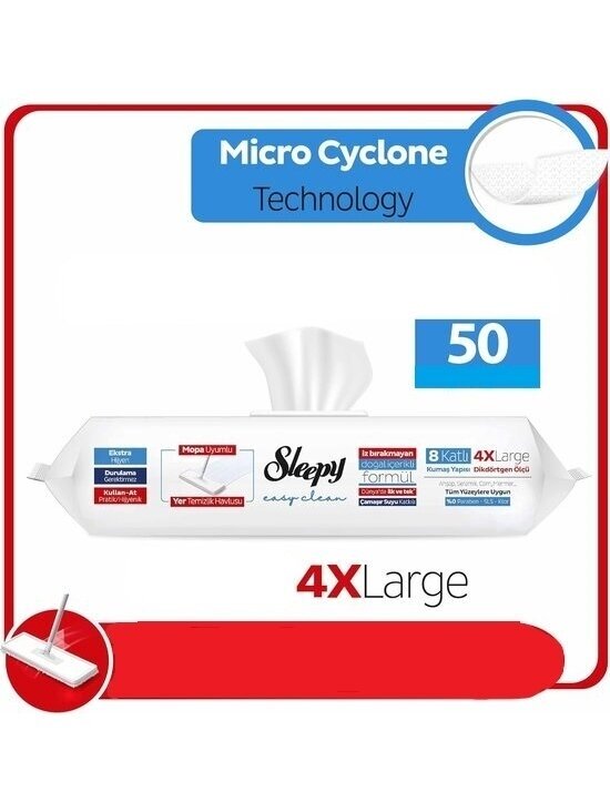 Drėgnos servetėlės grindims Sleepy Easy Clean, mėlynos, 50vnt 1