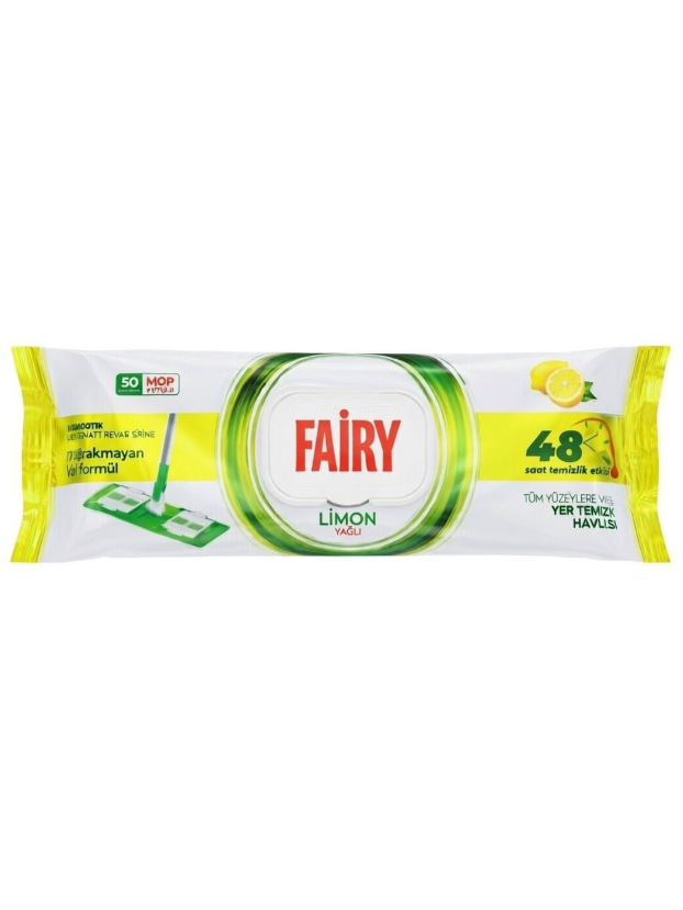 Drėgnos servetėlės grindims Fairy Lemon, 50 vnt