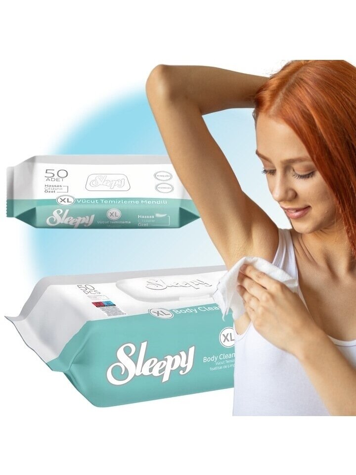Drėgnos servetėlės kūnui Sleepy Ultra sensitive XL 50 vnt. 2 Drėgnos servetėlės kūnui Sleepy Ultra sensitive XL 50 vnt. 2