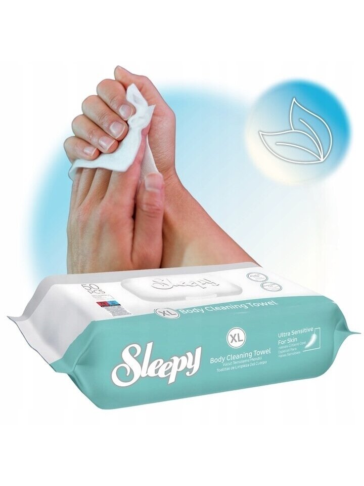 Drėgnos servetėlės kūnui Sleepy Ultra sensitive XL 50 vnt. 3 Drėgnos servetėlės kūnui Sleepy Ultra sensitive XL 50 vnt. 3