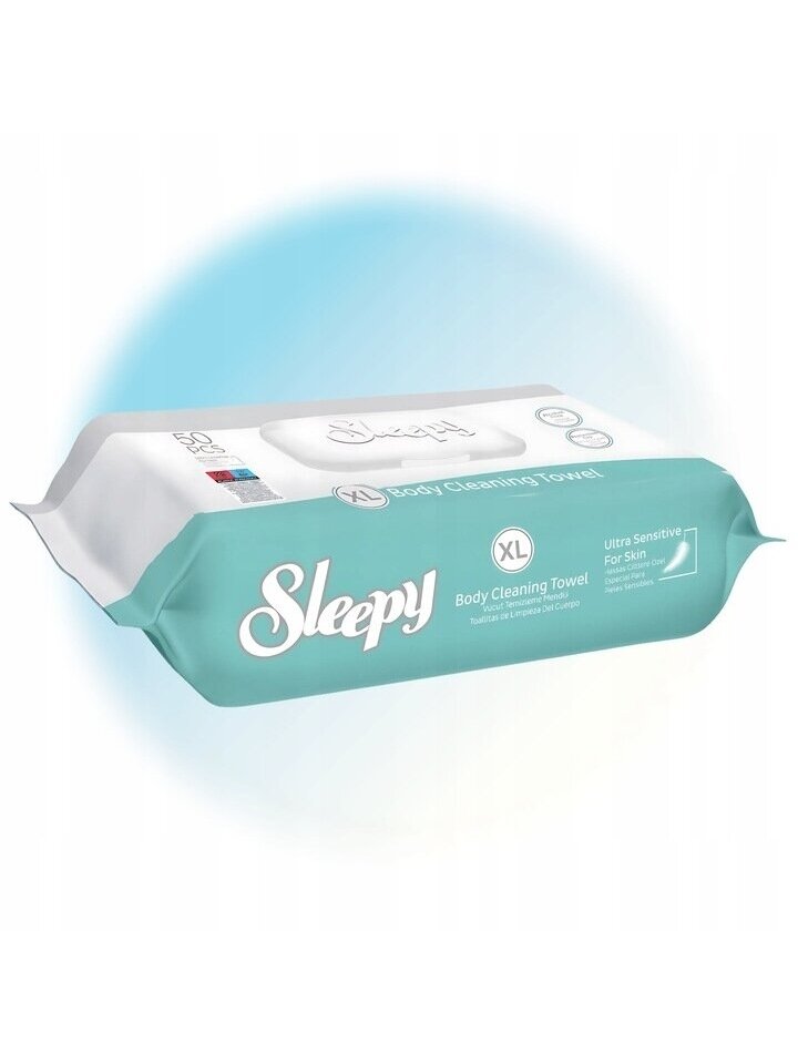 Drėgnos servetėlės kūnui Sleepy Ultra sensitive XL 50 vnt. Drėgnos servetėlės kūnui Sleepy Ultra sensitive XL 50 vnt.