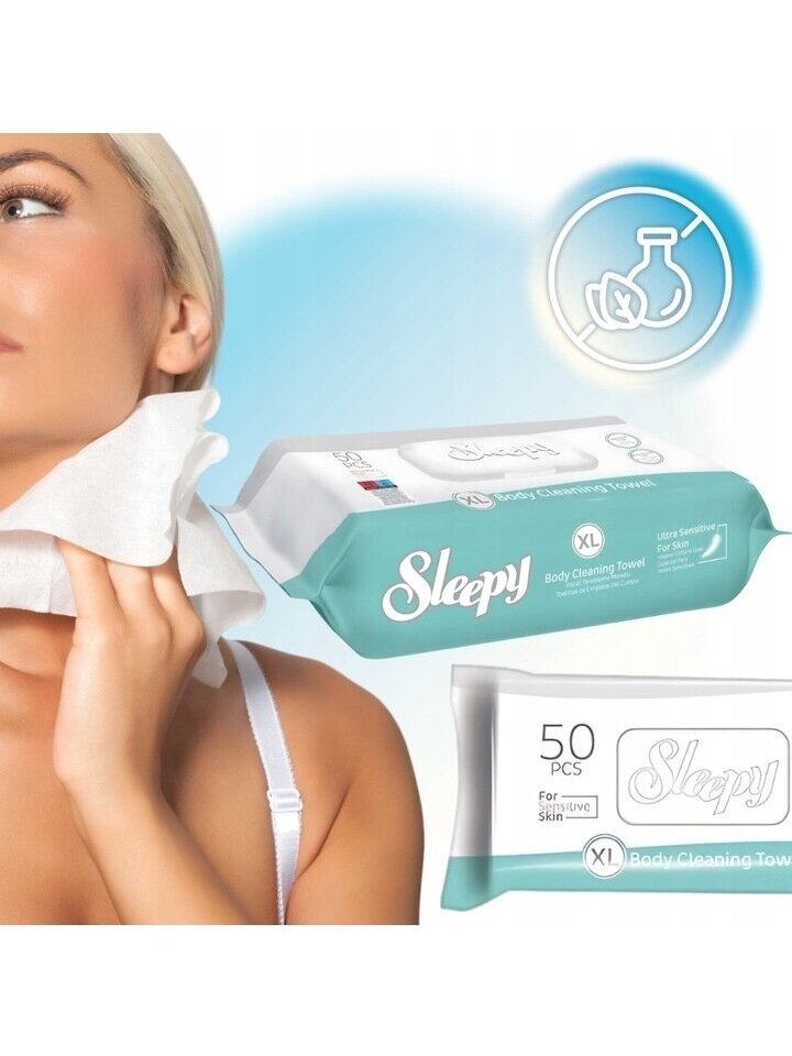 Drėgnos servetėlės kūnui Sleepy Ultra sensitive XL 50 vnt. 4 Drėgnos servetėlės kūnui Sleepy Ultra sensitive XL 50 vnt. 4