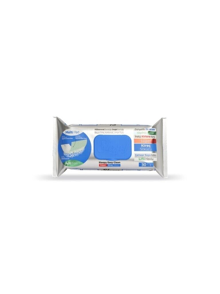 Drėgnos servetėlės Sleepy Easy Clean Acti-Foam kalkėms šalinti, mėlynas dangtelis (pakuotėje 30vnt).