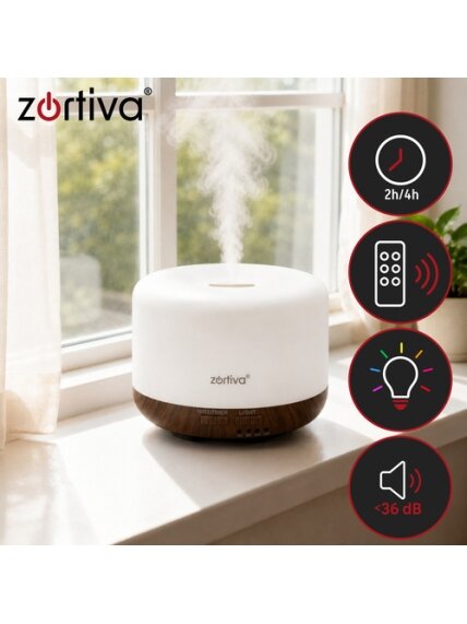 Kvapų difuzorius – LED drėkintuvas su nuotolinio valdymo pultu „Zortiva“ 3