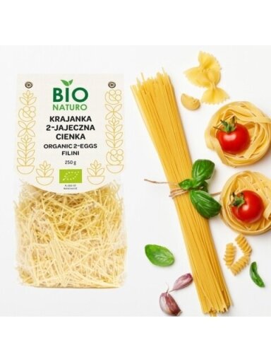 Ekologiški ploni makaronai su kiaušiniais BIO Naturo, 250 g