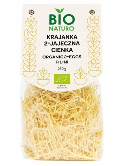 Ekologiški ploni makaronai su kiaušiniais BIO Naturo, 250 g Ekologiški ploni makaronai su kiaušiniais BIO Naturo, 250 g