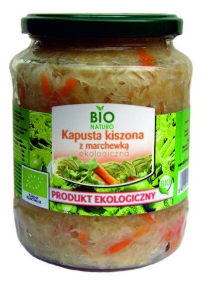 Ekologiški rauginti kopūstai su morkomis BIOnaturo, 680 g Ekologiški rauginti kopūstai su morkomis BIOnaturo, 680 g