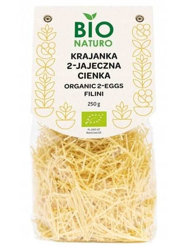 Ekologiški ploni makaronai su kiaušiniais BIO Naturo, 250 g Ekologiški ploni makaronai su kiaušiniais BIO Naturo, 250 g