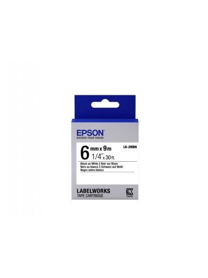 Epson LK-2WBN (C53S652003) Ženklinimo juostos kasetė, Standard, Black on White (6mm, 9m) Epson LK-2WBN (C53S652003) Ženklinimo juostos kasetė, Standard, Black on White (6mm, 9m)