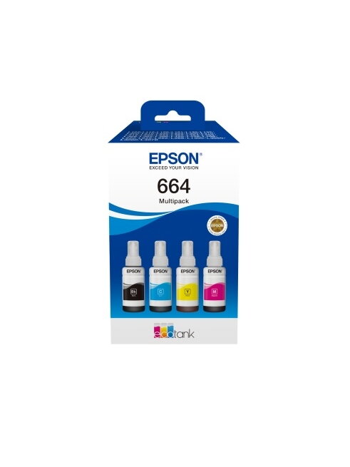 Epson 664 EcoTank (C13T66464A) kasetė rašaliniams spausdintuvams, CMYK, Komplektas 4 spalvų Epson 664 EcoTank (C13T66464A) kasetė rašaliniams spausdintuvams, CMYK, Komplektas 4 spalvų