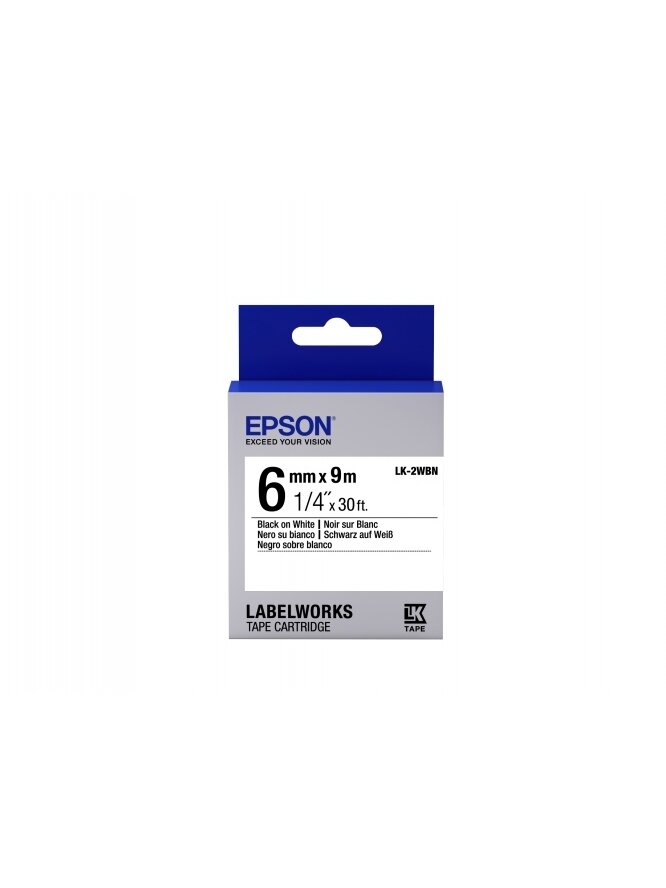 Epson LK-2WBN (C53S652003) Ženklinimo juostos kasetė, Standard, Black on White (6mm, 9m) Epson LK-2WBN (C53S652003) Ženklinimo juostos kasetė, Standard, Black on White (6mm, 9m)