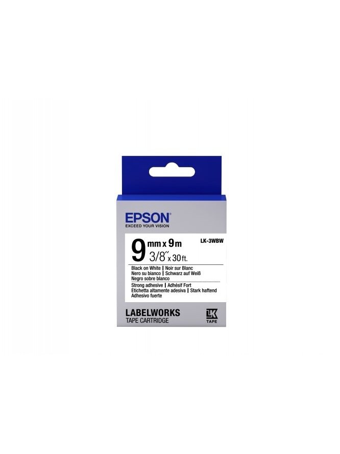 Epson LK-3WBW (C53S653007) Ženklinimo juostos kasetė, Strong Adhesive, Black on White 9mm, 9m Epson LK-3WBW (C53S653007) Ženklinimo juostos kasetė, Strong Adhesive, Black on White 9mm, 9m