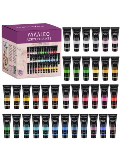 Akriliniai dažai, 20 ml – 36 vnt. „Maaleo“