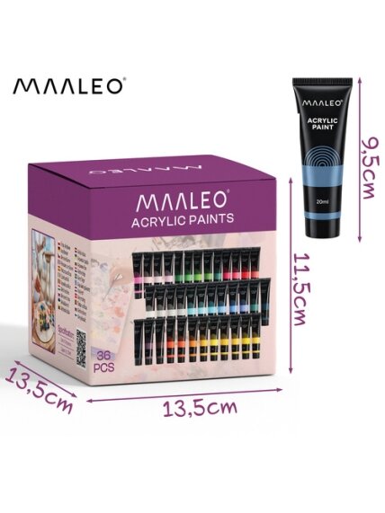 Akriliniai dažai, 20 ml – 36 vnt. „Maaleo“ 2