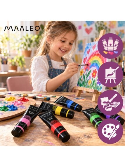 Akriliniai dažai, 20 ml – 36 vnt. „Maaleo“ 3 Akriliniai dažai, 20 ml – 36 vnt. „Maaleo“ 3