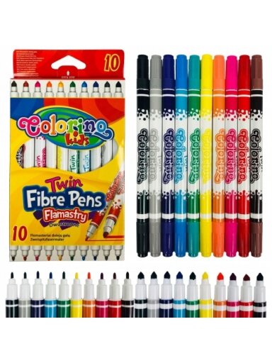 Flomasteriai Colorino Kids dvipusiai, 10 spalvų