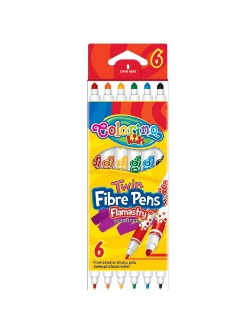 Flomasteriai Colorino Kids dvipusiai, 6 spalvų Flomasteriai Colorino Kids dvipusiai, 6 spalvų