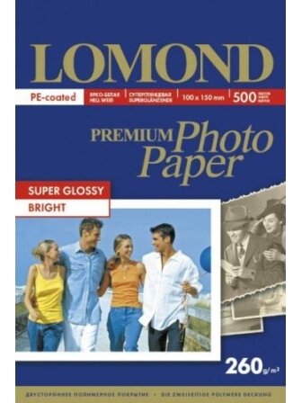 Fotopopierius Lomond Premium Photo Paper Super Blizgus 260 g/m2 10x15, 500 lapų, Bright