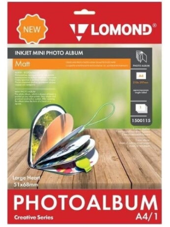 Fotoalbumas Lomond Inkjet Mini Album Large Heart Matinis širdelės formos 51x68mm (didelis)