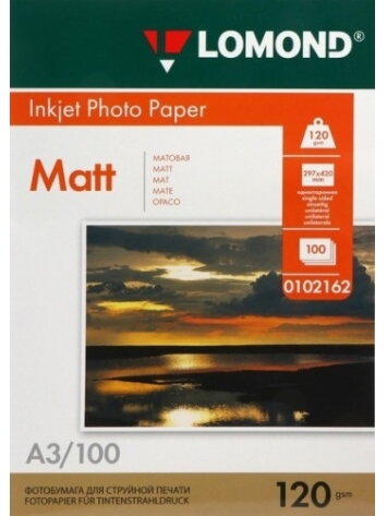 Fotopopierius Lomond Photo Inkjet Paper Matinis 120 g/m2 A3, 100 lapų Fotopopierius Lomond Photo Inkjet Paper Matinis 120 g/m2 A3, 100 lapų