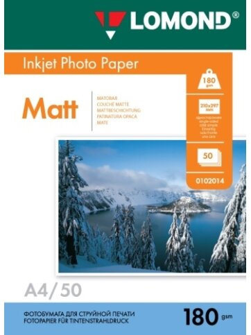 Fotopopierius Lomond Photo Inkjet Paper Matinis 180 g/m2 A4, 50 lapų Fotopopierius Lomond Photo Inkjet Paper Matinis 180 g/m2 A4, 50 lapų