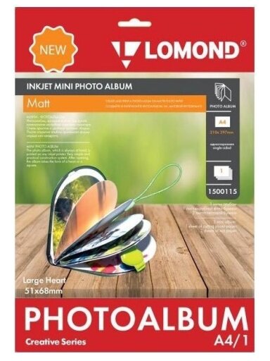 Fotoalbumas Lomond Inkjet Mini Album Large Heart Matinis širdelės formos 51x68mm (didelis)