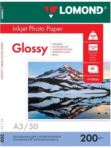 Fotopopierius Lomond Photo Inkjet Paper Blizgus 200 g/m2 A3, 50 lapų