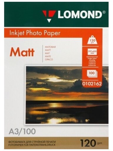 Fotopopierius Lomond Photo Inkjet Paper Matinis 120 g/m2 A3, 100 lapų