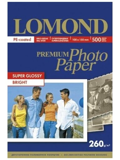 Fotopopierius Lomond Premium Photo Paper Super Blizgus 260 g/m2 10x15, 500 lapų, Bright
