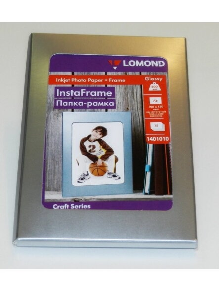 Fotopopierius Lomond Photo Inkjet Paper Blizgus 200 g/m2 10x15, 15 sheets + InstaFrame Silver Window