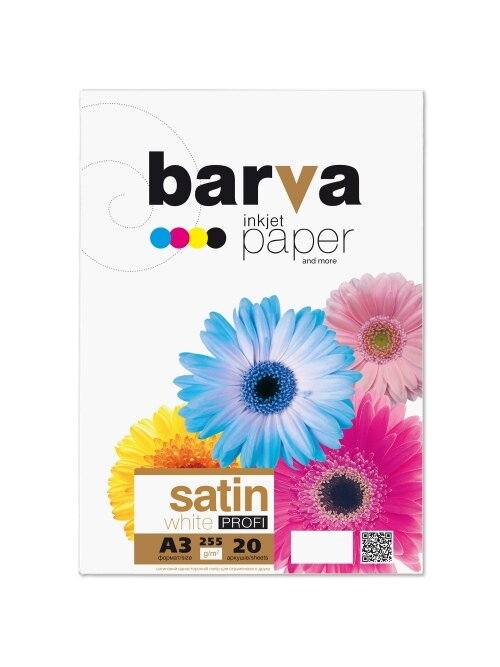 Fotopopierius BARVA baltas satinas 255 g/m2, A3, 20 lapų Fotopopierius BARVA baltas satinas 255 g/m2, A3, 20 lapų