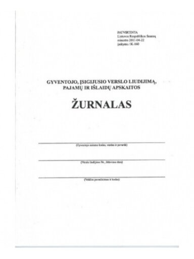Gyventojo, įsigijusio verslo liudijimą, pajamų ir išlaidų apskaitos žurnalas, A5 (36)  0720-065