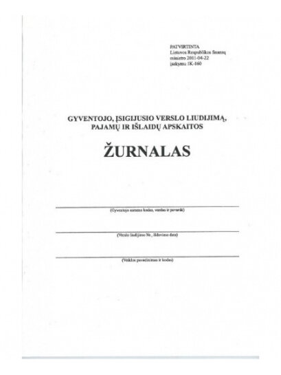 Gyventojo, įsigijusio verslo liudijimą, pajamų ir išlaidų apskaitos žurnalas, A5 (36) 0720-065 Gyventojo, įsigijusio verslo liudijimą, pajamų ir išlaidų apskaitos žurnalas, A5 (36) 0720-065