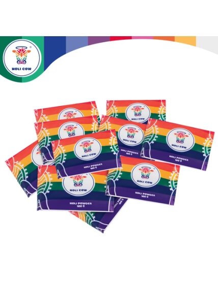 Holi spalvų miltelių rinkinys 10 x 100 g Holi Cow 27334 5
