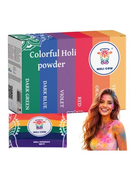 Holi spalvų miltelių rinkinys 6x100g Holi Cow 27335
