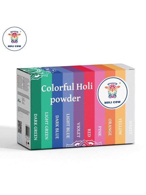 Holi spalvų miltelių rinkinys 10 x 100 g Holi Cow 27334 2
