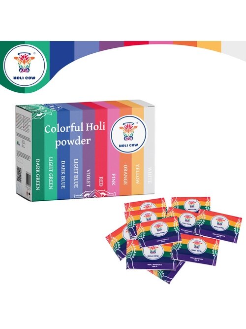 Holi spalvų miltelių rinkinys 10 x 100 g Holi Cow 27334 4