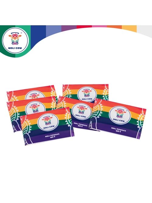 Holi spalvų miltelių rinkinys 6x100g Holi Cow 27335 4