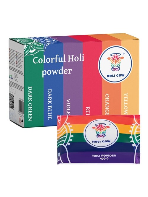 Holi spalvų miltelių rinkinys 6x100g Holi Cow 27335 7