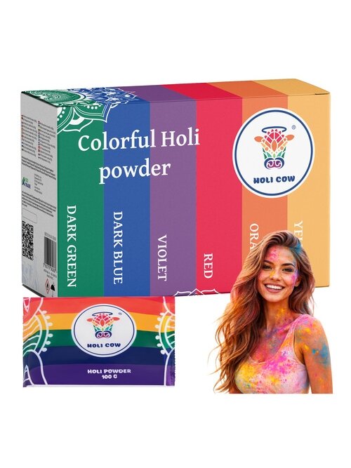 Holi spalvų miltelių rinkinys 6x100g Holi Cow 27335