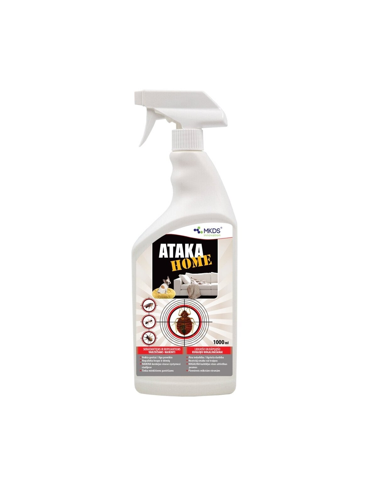 Ataka HOME+ insekticidas vabzdžių naikinimui kilimuose, čiužiniuose, 1L Ataka HOME+ insekticidas vabzdžių naikinimui kilimuose, čiužiniuose, 1L