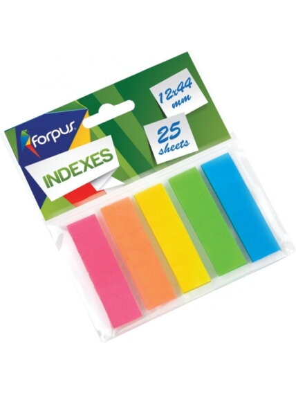 Indeksai Forpus, 12x44mm, spalvoti, plastikiniai (5x25) Indeksai Forpus, 12x44mm, spalvoti, plastikiniai (5x25)