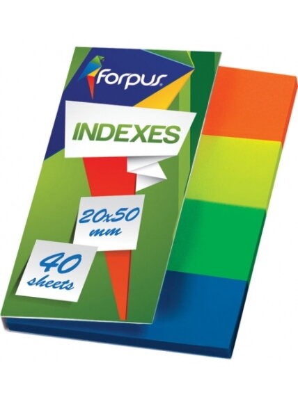 Indeksai Forpus, 20x50mm, spalvoti, plastikiniai (4x40) Indeksai Forpus, 20x50mm, spalvoti, plastikiniai (4x40)