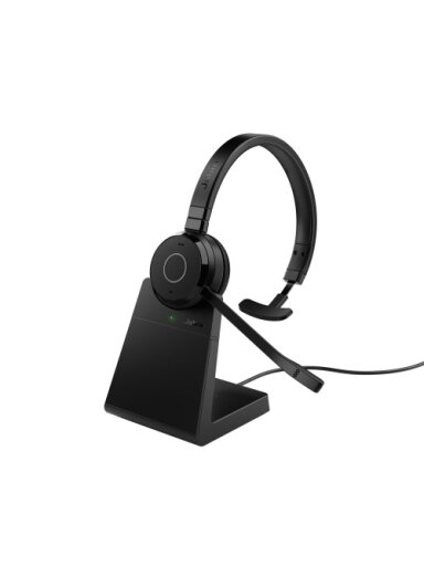 Jabra Evolve 65 TE MS Mono Link390a Belaidės ausinės, Bluetooth, USB-A, Charging Stand, Juoda