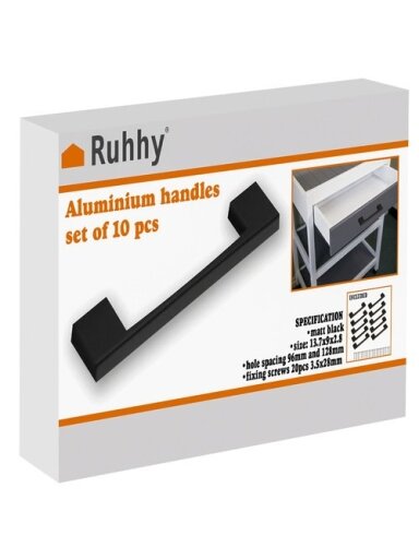 Juoda baldų rankena - 10 vnt. Ruhhy 24190 Juoda baldų rankena - 10 vnt. Ruhhy 24190